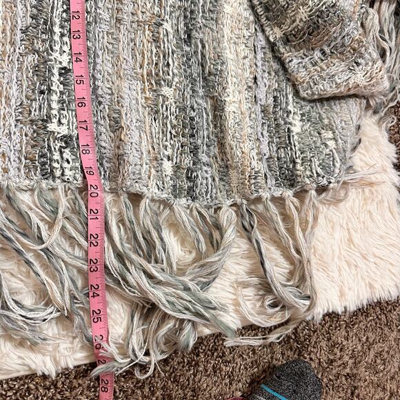 Free People Chunky Knit Fringe Birkenstock Open Cardigan Sz M - Picture 7 of 9